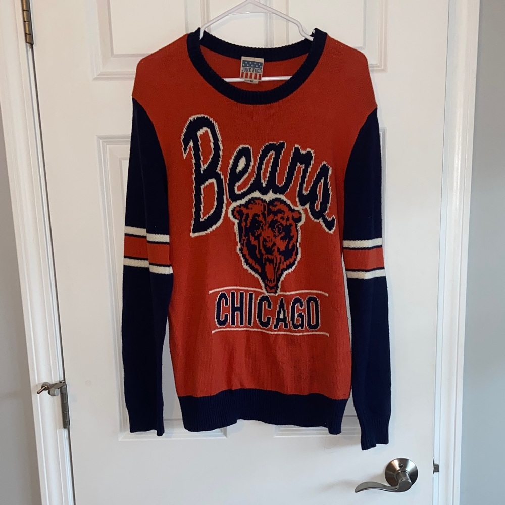 Junk Food Clothing Chicago Bears Crewneck Sweater - Orange and Navy